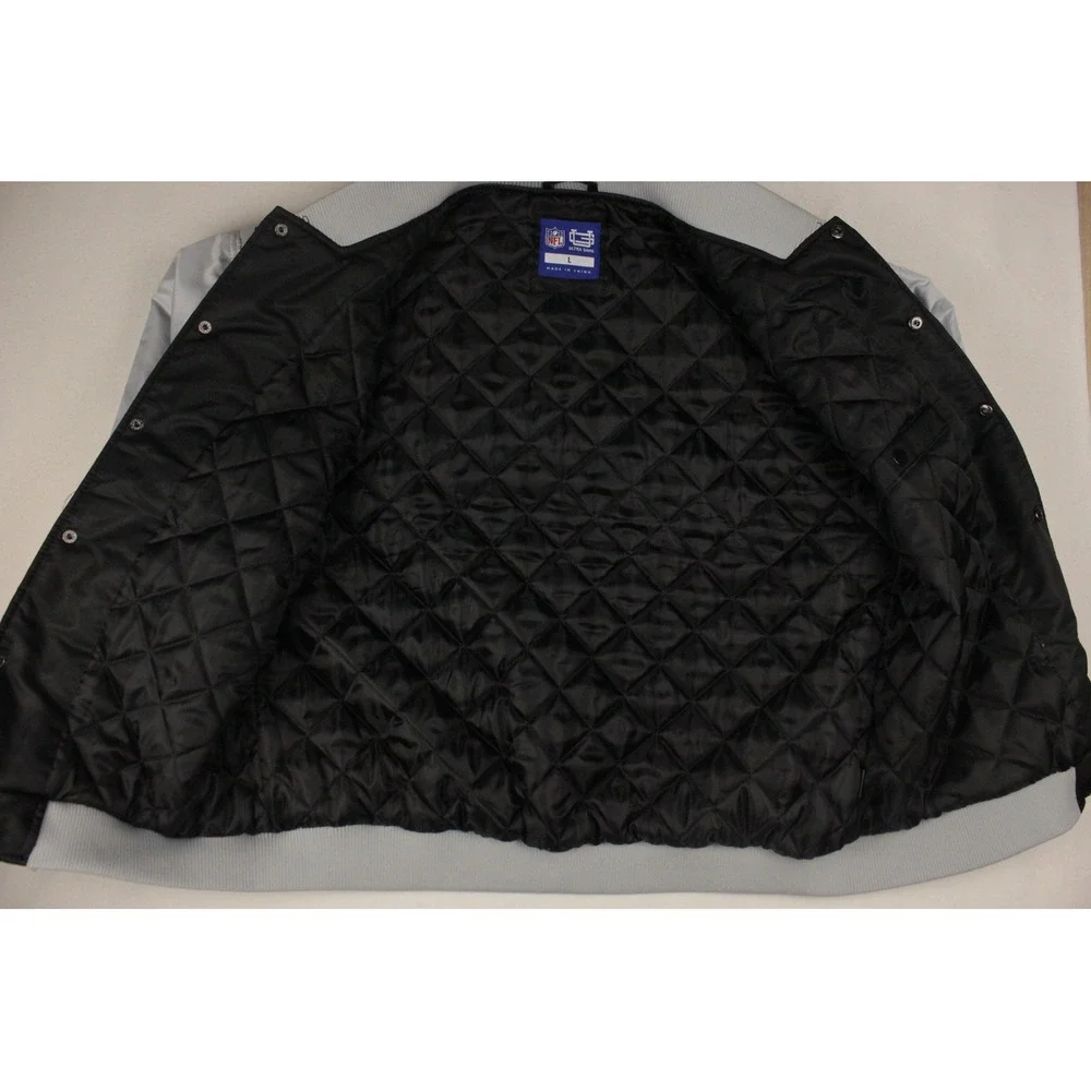 Las Vegas Raiders Satin Bomber Jacket Mens Large NFL Ultra Game Varsity